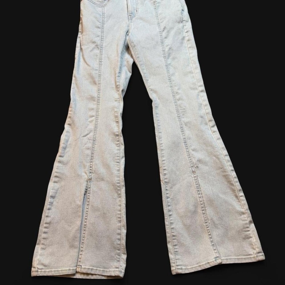 Levi's 726 High Rise Flare Jeans Light Wash Blue Stretch Size 27 Retro 70s